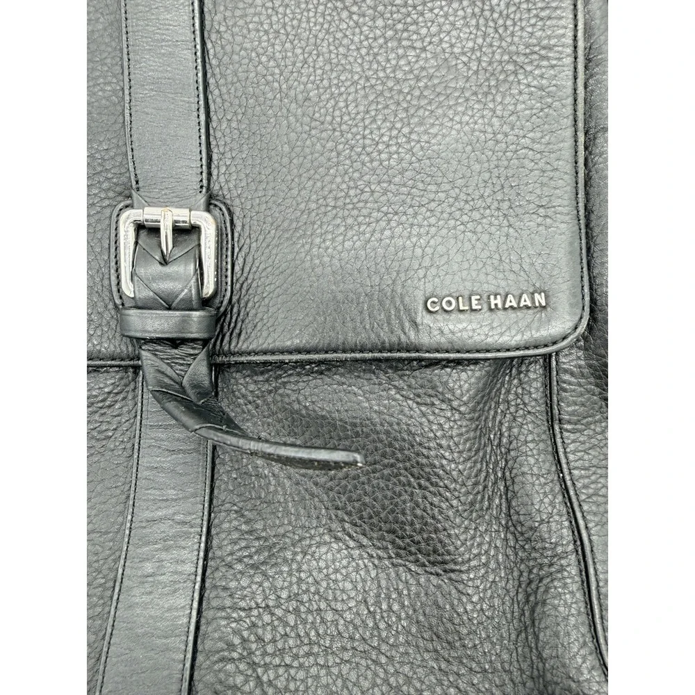 Cole Haan Messenger Bag Mens Large Black‎ Leather Crossbody Adjustable Strap